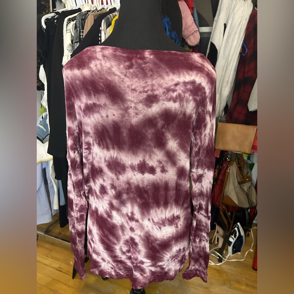 Long Sleeve Purple Tie Dye Shirt Size Medium Large - Picture 2 of 4